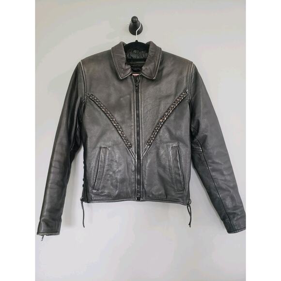 Vintage Vanguard Cowhide Black Leather Jacket Small MOTORCYCLE RIDING LINED 90s - Picture 16 of 16
